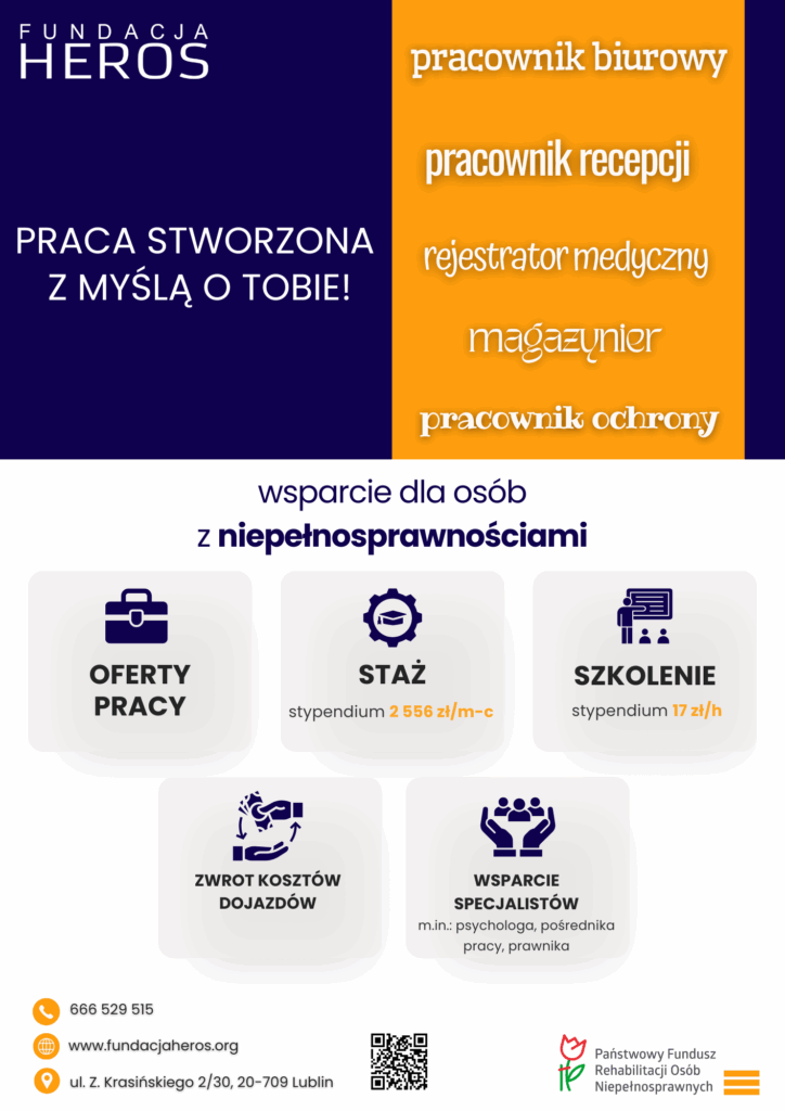 Otwórz drzwi do swojej kariery z Fundacją Heros! Z nami nie tylko zdobędziesz nowe umiejętności – zrobisz krok w stronę wymarzonej pracy.